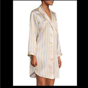 Morgan Lane Macaron Striped Silk Jillian Night Shirt NWT